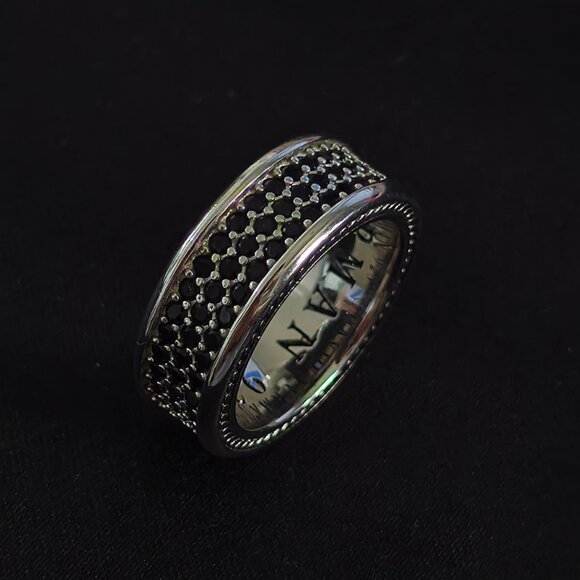 David Yurman Triple Row Black Diamond Ring - Picture 3 of 6